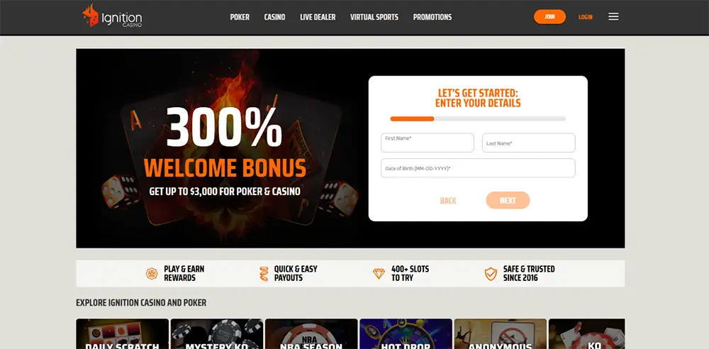 Ignition Casino website