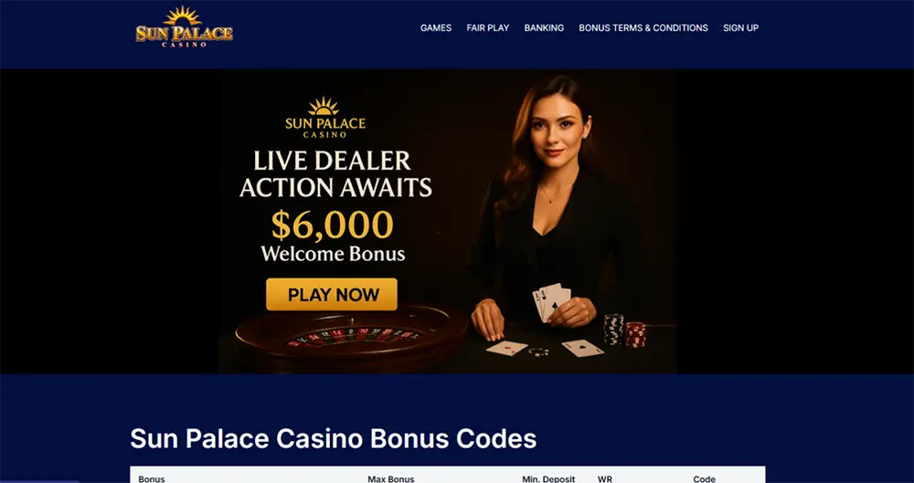 Sun Palace Casino website